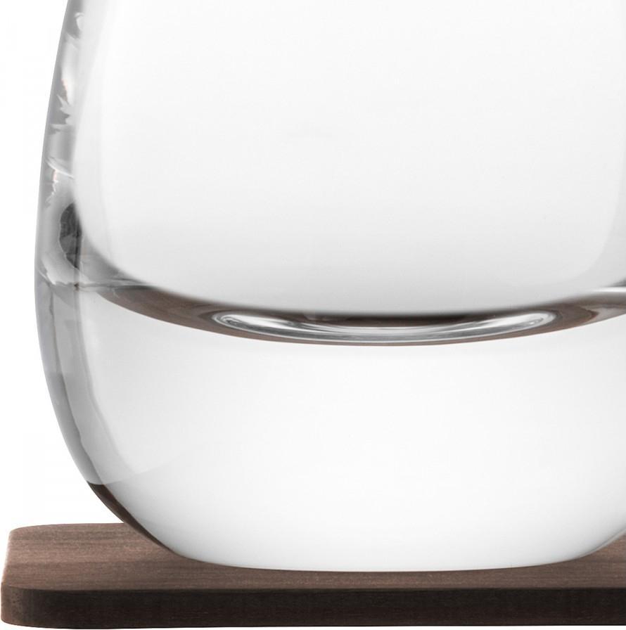LSA International - Whisky Islay, Pack of 2 Clear Tumbler Glasses & Walnut Coasters - LG1213-09-301