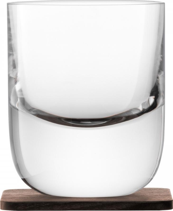 LSA International - Whisky Renfrew, Pack of 2 Clear Tumbler Glasses & Walnut Coasters - LG1211-09-301