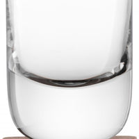 LSA International - Whisky Renfrew, Pack of 2 Clear Tumbler Glasses & Walnut Coasters - LG1211-09-301