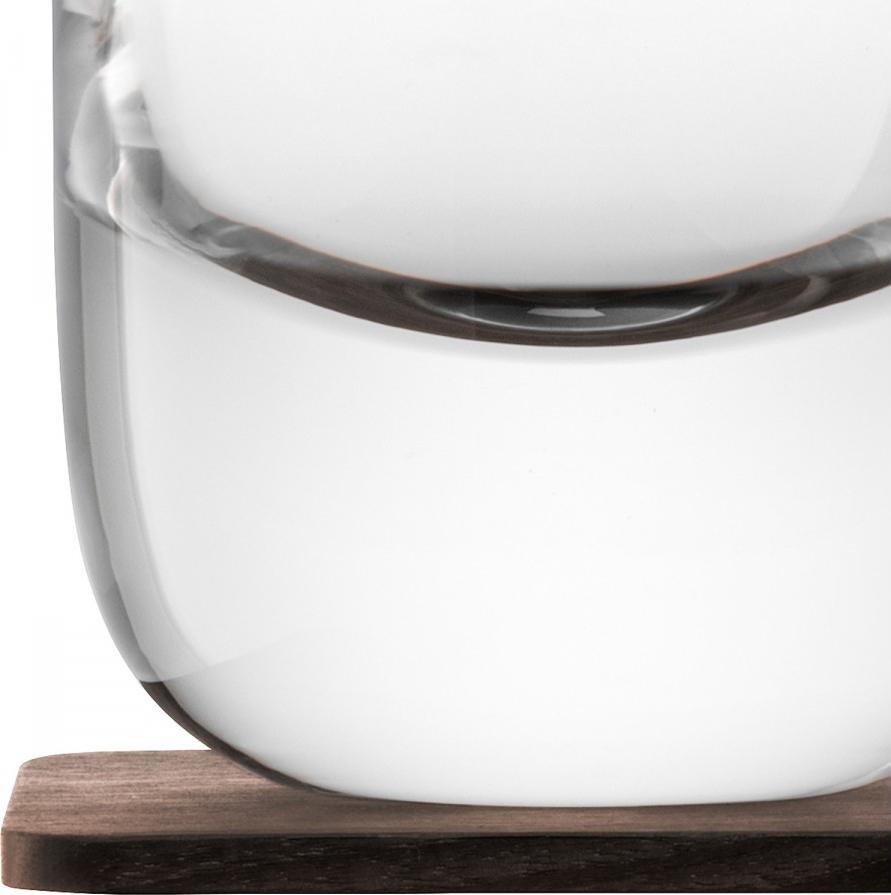 LSA International - Whisky Renfrew, Pack of 2 Clear Tumbler Glasses & Walnut Coasters - LG1211-09-301