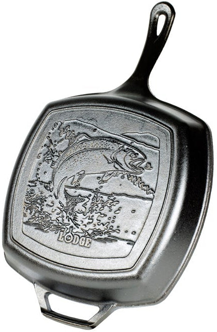 Lodge - 10.5" Wildlife Square Cast Iron Fish Grill Pan - L8SGPWLFICN