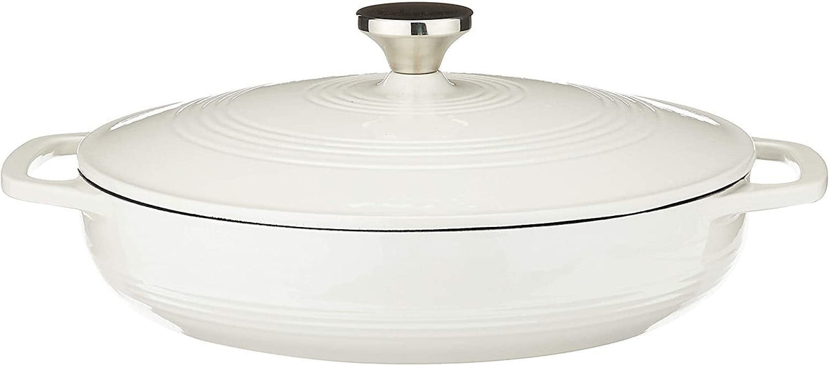 Lodge - 3.4 L Enameled Cast Iron Covered Casserole Oyster - EC3CC13