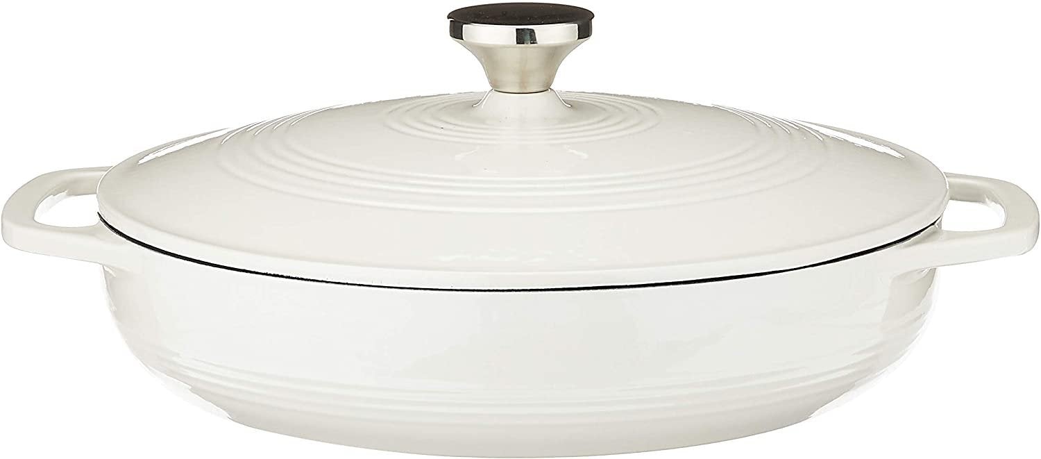 Lodge - 3.4 L Enameled Cast Iron Covered Casserole Oyster - EC3CC13