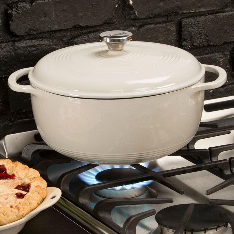Lodge - 5.7 L Enameled Cast Iron Dutch Oven Oyster - EC7D13 - DISCONTINUED
