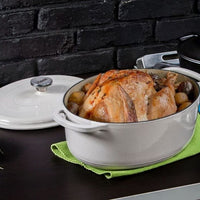 Lodge - 6.6 L Oval Enameled Cast Iron Dutch Oven Oyster - EC7OD13