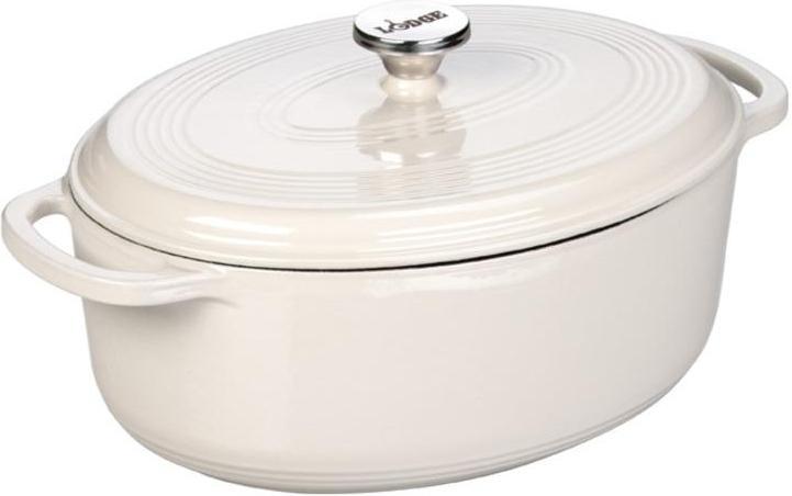 Lodge - 6.6 L Oval Enameled Cast Iron Dutch Oven Oyster - EC7OD13