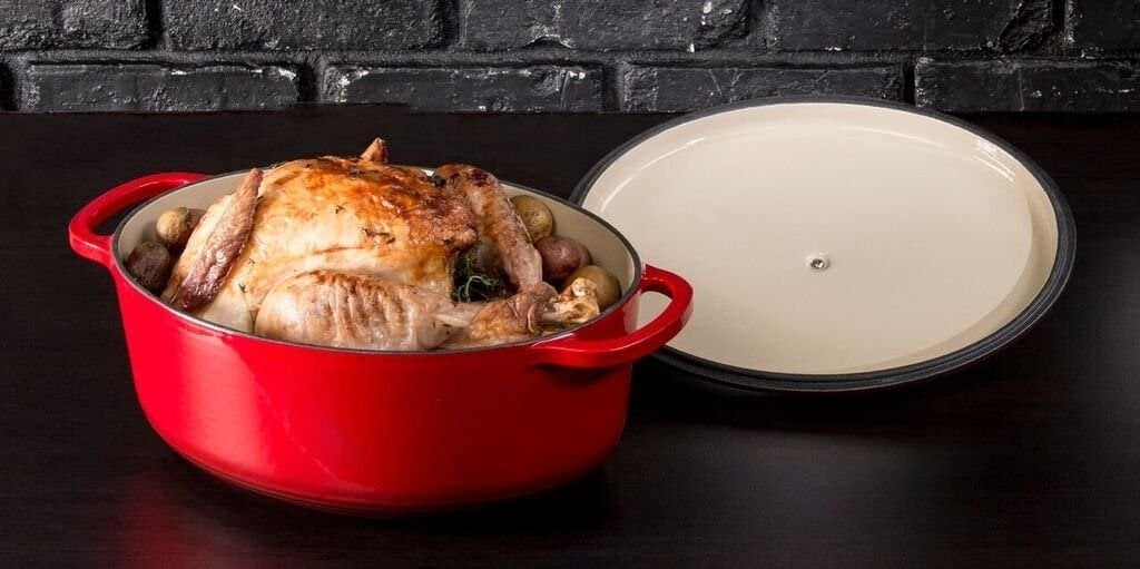 Lodge - 6.6 L Oval Enameled Cast Iron Dutch Oven Red - EC7OD43
