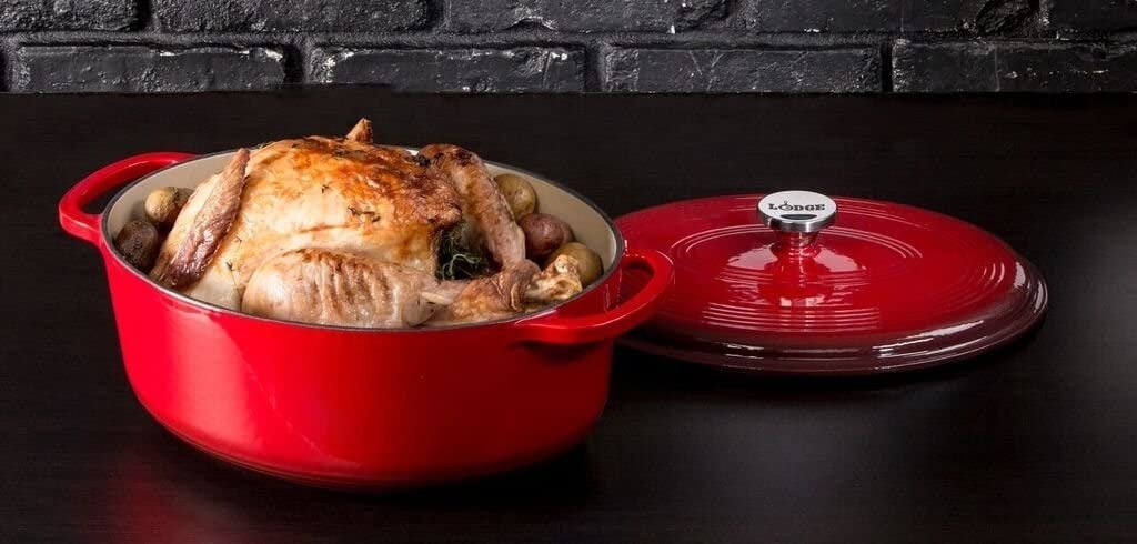 Lodge - 6.6 L Oval Enameled Cast Iron Dutch Oven Red - EC7OD43