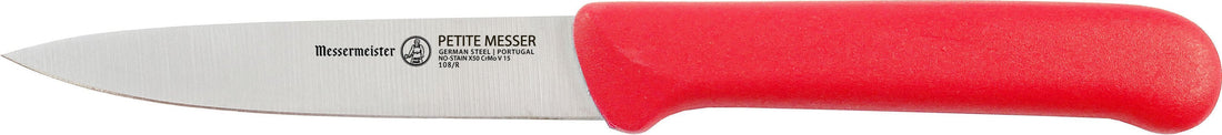 Messermeister - Red Petite Messer 4" Spear Point Parer with Matching Sheath - 108/R