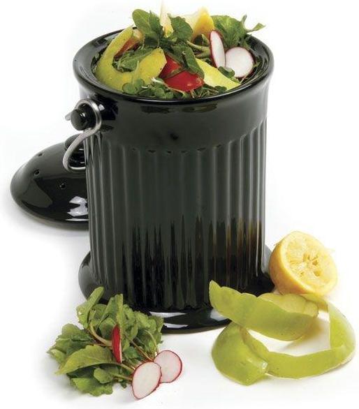 Norpro - 1 Gallon Ceramic Compost Crock Black - 93EB