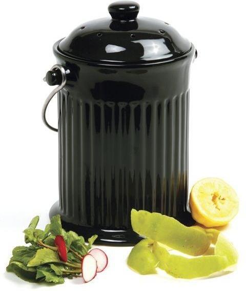 Norpro - 1 Gallon Ceramic Compost Crock Black - 93EB