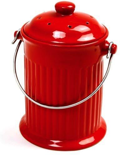 Norpro - 1 Gallon Ceramic Compost Crock Red - 93R
