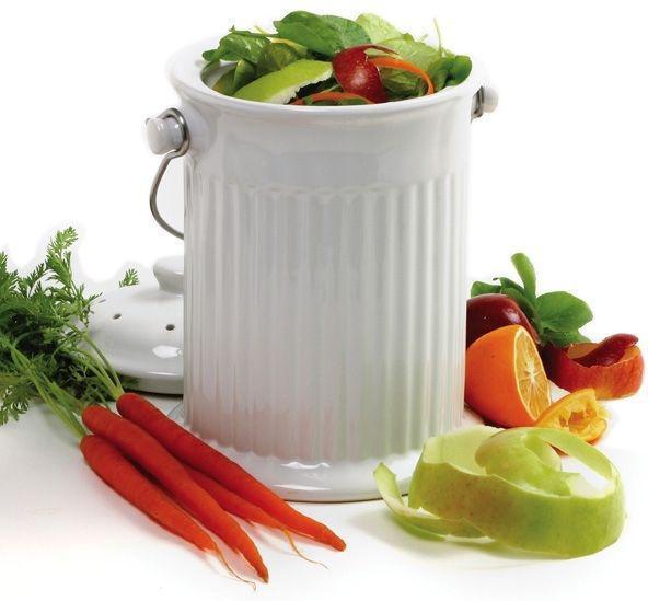 Norpro - 1 Gallon Ceramic Compost Crock White - 93