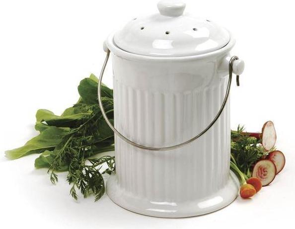 Norpro - 1 Gallon Ceramic Compost Crock White - 93