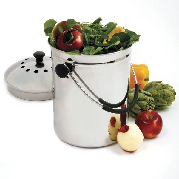 Norpro - 1 Gallon Grip-Ez Stainless Steel Compost Keeper - 95