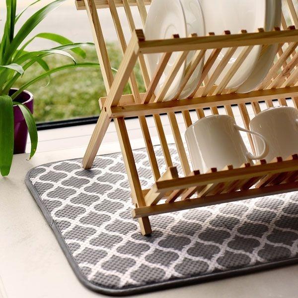 Norpro - 16" x 18" Gray Trellis Dish Drying Mat - 359T