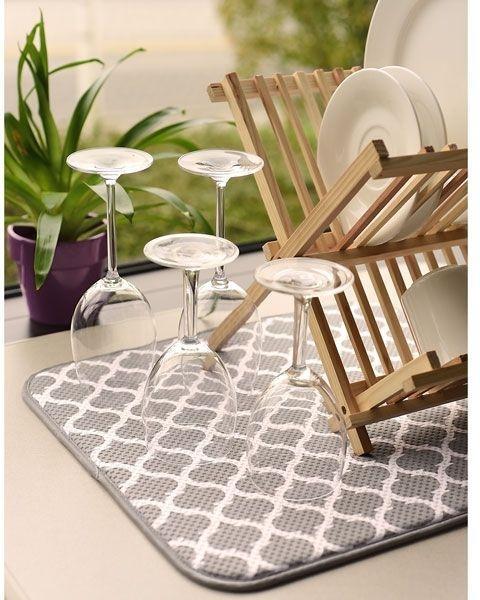 Norpro - 16" x 18" Gray Trellis Dish Drying Mat - 359T