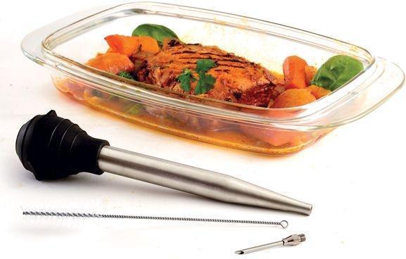 Norpro - 1.5oz 3 Piece Set Stainless Steel Baster with Needle & Brush - 5898