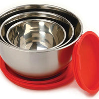 Norpro - 3 Piece Stainless Steel Grip Bowls with Lids - 10446