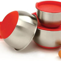 Norpro - 3 Piece Stainless Steel Grip Bowls with Lids - 10446