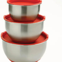 Norpro - 3 Piece Stainless Steel Grip Bowls with Lids - 10446