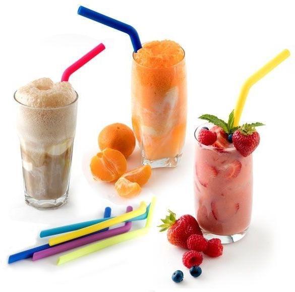 Norpro - 6 Reusable Silicone Straws with 2 Cleaning Brushes - 407