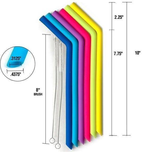 Norpro - 6 Reusable Silicone Straws with 2 Cleaning Brushes - 407