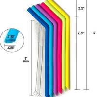 Norpro - 6 Reusable Silicone Straws with 2 Cleaning Brushes - 407