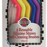 Norpro - 6 Reusable Silicone Straws with 2 Cleaning Brushes - 407
