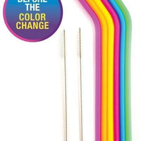 Norpro - 6 Silicone Colour Changing Straws with 2 Cleaning Brushes - 4030