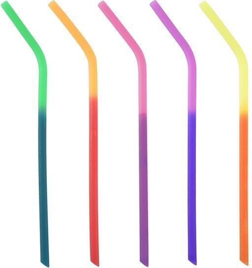 Norpro - 6 Silicone Colour Changing Straws with 2 Cleaning Brushes - 4030