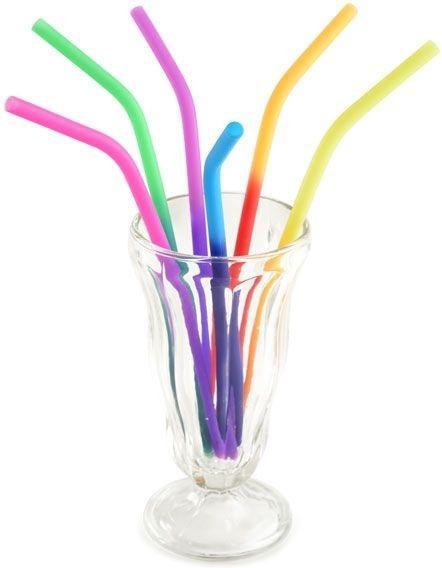 Norpro - 6 Silicone Colour Changing Straws with 2 Cleaning Brushes - 4030