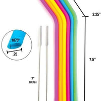Norpro - 6 Silicone Colour Changing Straws with 2 Cleaning Brushes - 4030