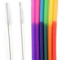 Norpro - 6 Silicone Colour Changing Straws with 2 Cleaning Brushes - 4030