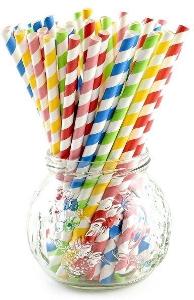 Norpro - Assorted Striped Paper Smoothie Straws (100 Pieces) - 4023