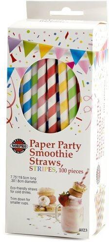 Norpro - Assorted Striped Paper Smoothie Straws (100 Pieces) - 4023