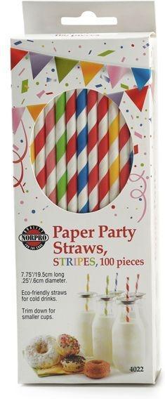 Norpro - Assorted Striped Paper Straws (100 Pieces) - 4022