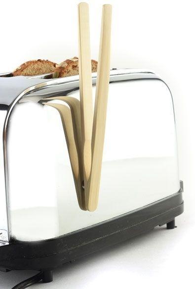 Norpro - Bamboo Toaster Tongs with Magnet - 1982