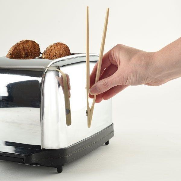 Norpro - Bamboo Toaster Tongs with Magnet - 1982