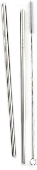 Norpro - Pack of 2 11" Stainless Steel Straw with Brush - 473