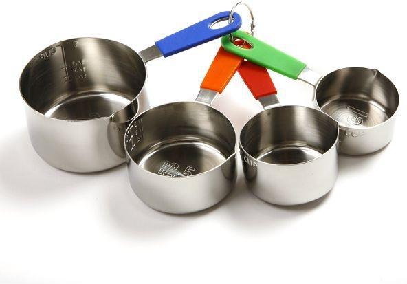 Norpro - Pack of 4 Stainless Steel Measuring Cups with Silicone Handles - 3101