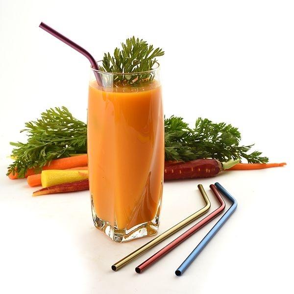 Norpro - Pack of 4 Stainless Steel Metallic Straws with 2 Brushes - 455