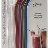 Norpro - Pack of 4 Stainless Steel Metallic Straws with 2 Brushes - 455