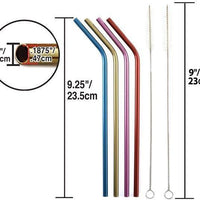 Norpro - Pack of 4 Stainless Steel Metallic Straws with 2 Brushes - 455