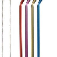 Norpro - Pack of 4 Stainless Steel Metallic Straws with 2 Brushes - 455