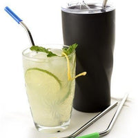 Norpro - Pack of 4 Stainless Steel Silicone Tipped Straws with 2 Cleaning Brushes - 456