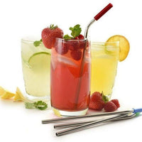 Norpro - Pack of 4 Stainless Steel Silicone Tipped Straws with 2 Cleaning Brushes - 456