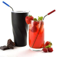 Norpro - Pack of 4 Stainless Steel Silicone Tipped Straws with 2 Cleaning Brushes - 456