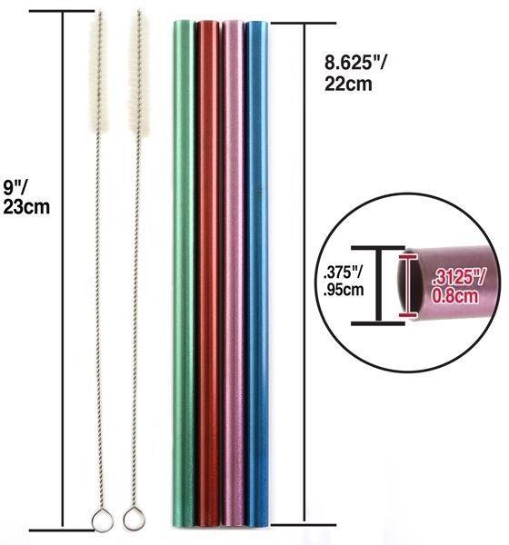 Norpro - Pack of 4 Stainless Steel Smoothie Straws with 2 Brushes - 466