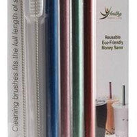 Norpro - Pack of 4 Stainless Steel Smoothie Straws with 2 Brushes - 466